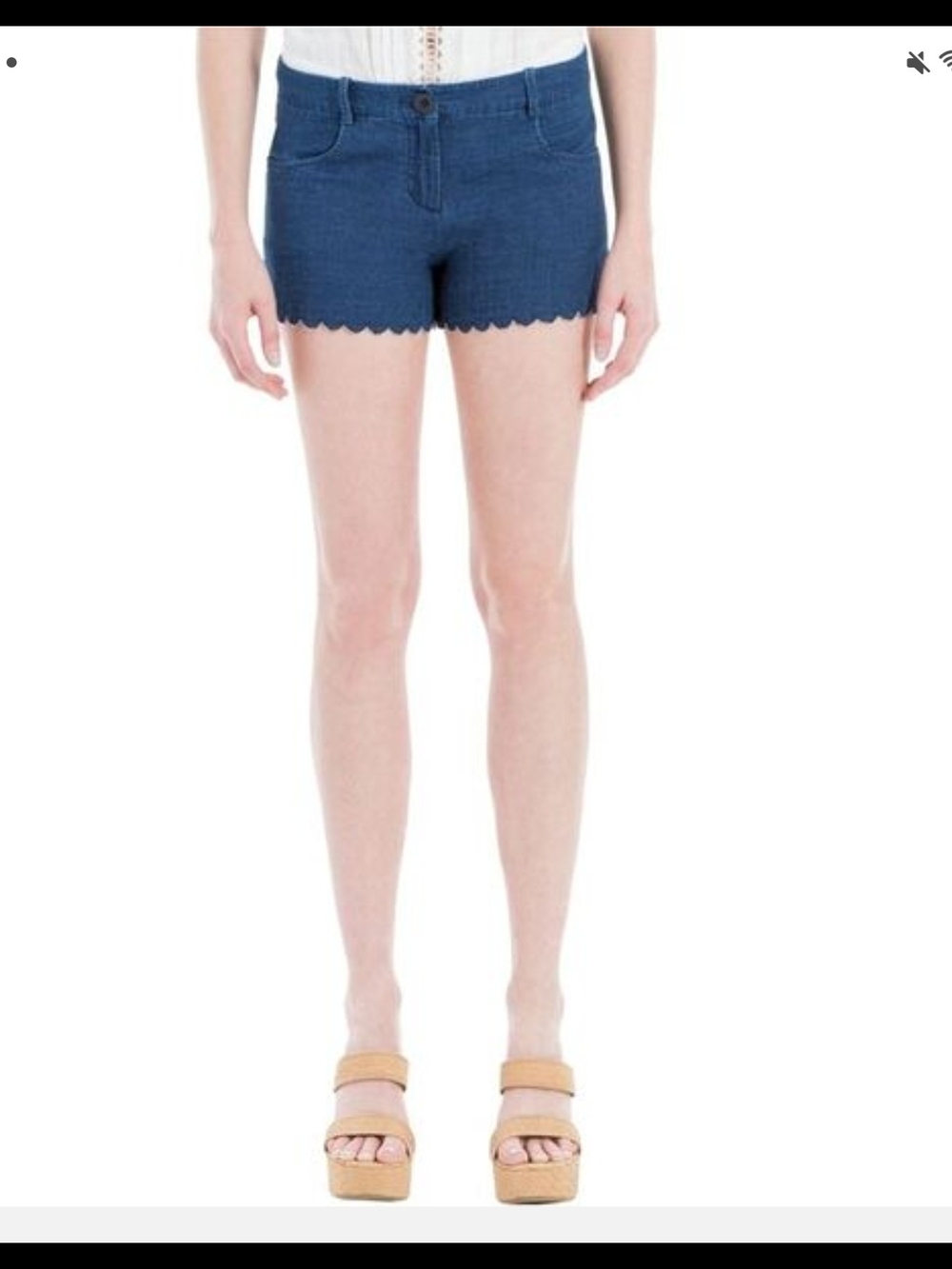 MAX STUDIO LONDON Scallop Hem Blue Denim Women’s Shorts